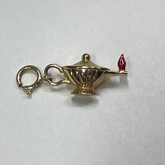 14K Yellow Gold + Enamel Oil Lamp Charm - Picture 2 of 8